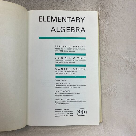 Elementary Algebra Bryant Nower Saltz 1969 First Printing - Picture 4 of 6